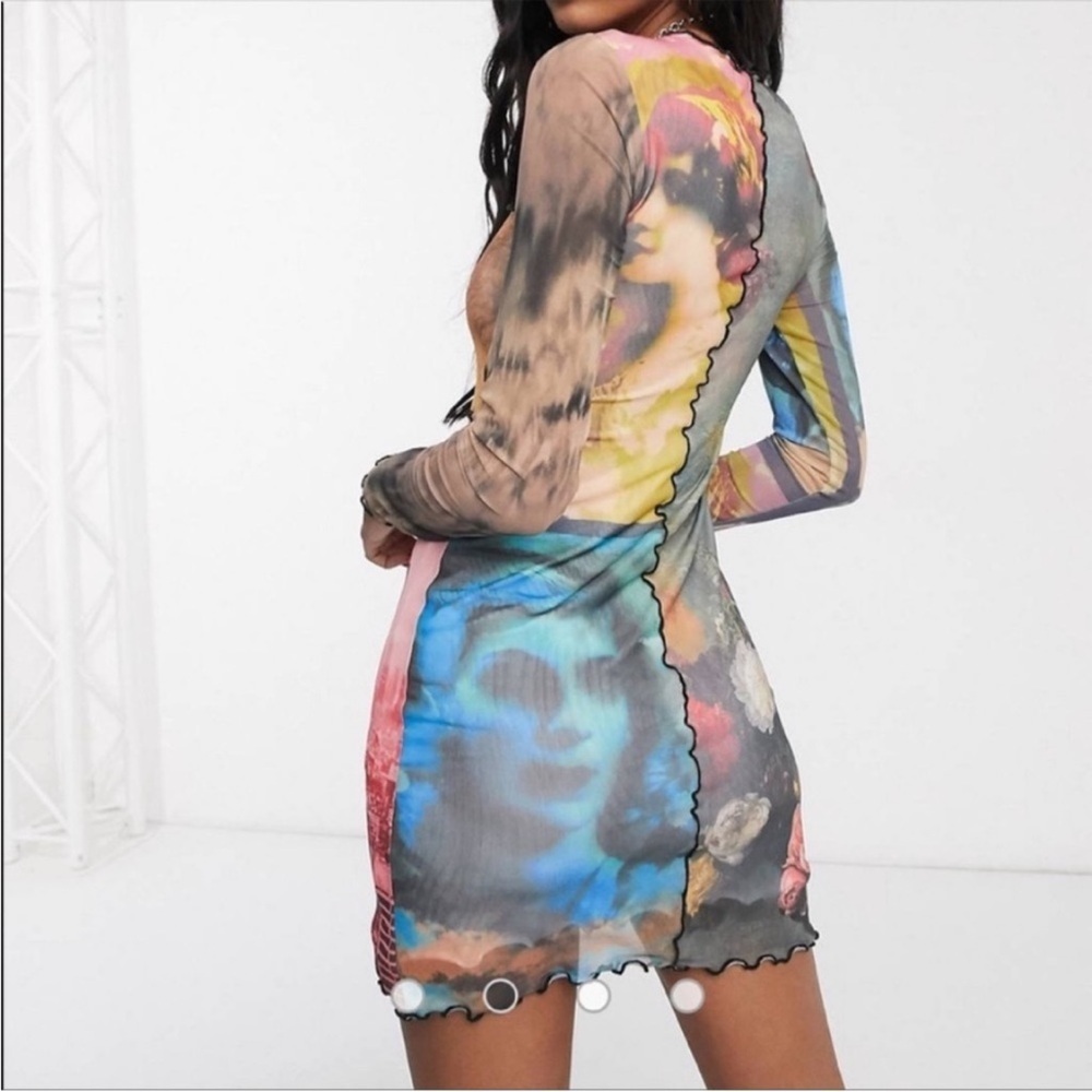 Jaded London New York Renaissance Grunge Bodycon Patchwork Mini Dress Sz 4 Artsy - Picture 2 of 12